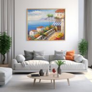 Villa by the Blue - Painting on Canvas - Image 2